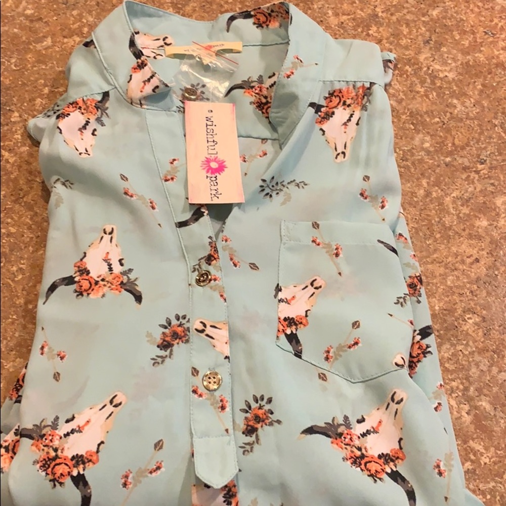 Woven mint ladies blouse